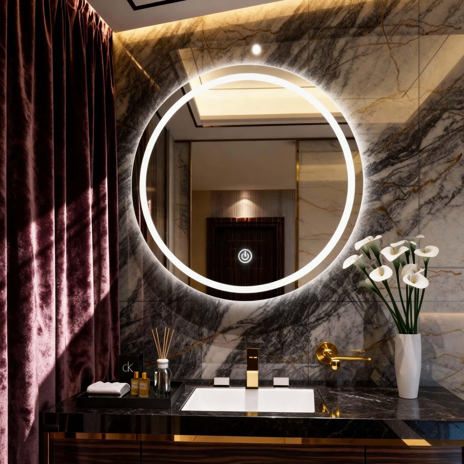 Bathroom smart mirror theme